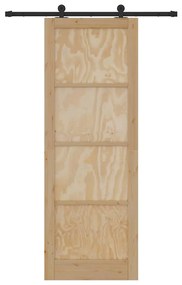Porta Deslizante com Conjunto de Hardware 'ORKDAL'Madeira Maciça Pinho