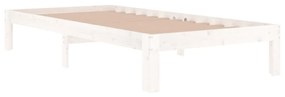 Estrutura de cama solteiro 90x190 cm madeira maciça branco