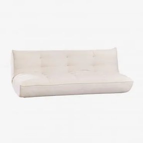 Sofá-cama De 3 Lugares Estofado Mati Tecido Branco Quebrado - Sklum