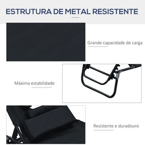 Espreguiçadeira Dobrável com Encosto Ajustável em 4 Posições Espreguiç