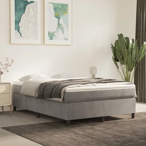 Estrutura de cama sem colchão 140x200 cm veludo cinzento-claro