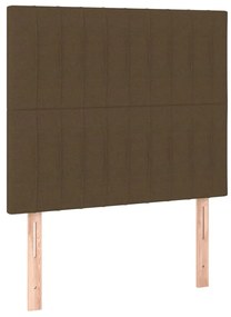 Cama box spring c/ colchão/LED 90x190 cm tecido castanho-escuro