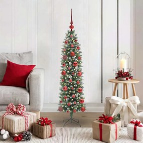 vidaXL Árvore Slim de Natal Artificial Verde e Branco 120 cm