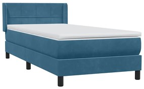 Cama com molas/colchão 80x220 cm veludo azul-escuro