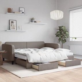 Sofá-cama c/ gavetão/gavetas 100x200cm tecido cinza-acastanhado