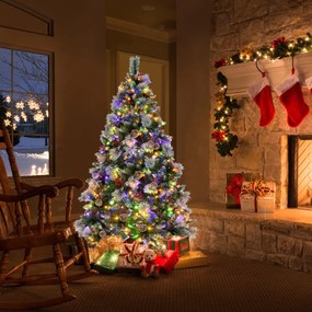 Ø125 x 215 cm Árvore de Natal com luzes LED Árvore de Natal com bagas verde + branco