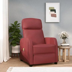 vidaXL Cadeira de massagens couro artificial vermelho tinto