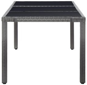 9 pcs conjunto de jantar para exterior vime PE cinzento