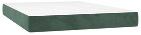 Cama box spring c/ colchão/LED 140x200 cm veludo verde-escuro