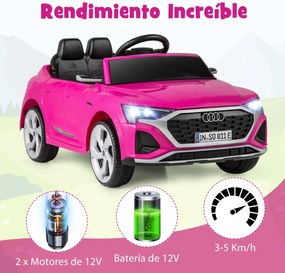 Carro elétrico para crianças Audi SQ8 licenciado de 12 V  com controlo remoto Buzina Luzes LED Música 3 velocidades Arranque suave Rosa