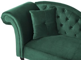 Chaise-longue em veludo verde escuro versão à esquerda LATTES Beliani