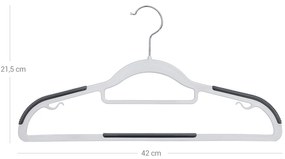Conjunto de 50 cabides antiderrapante 42 x 21,5 cm cinzento
