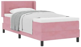 Cama Box Spring vidaXL com Colchão Rosa 80x200 cm Veludo