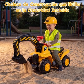 Andador Infantil de Construção 3 em 1, 85 x 33 x 44 cm, com Efeitos Sonoros, Amarelo