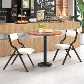 Conjunto de 2 cadeiras dobráveis (MESA NÃO INCLUIDA) de madeira com assento acolchoado em tecido de linho, sem braços, para convidados, 48 x 60 x 78 c