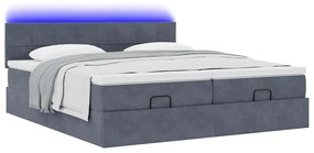 Estrutura cama otomana colchões 160x200 cm cinzento escuro