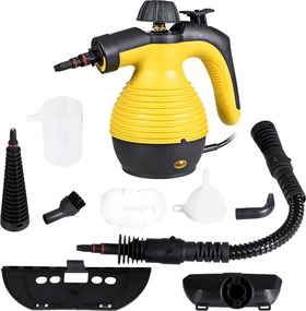 Máquina de limpeza a vapor portátil sem químicos com 9 acessórios e design seguro para casa, carro e pátio 350 ml Amarelo
