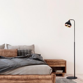 Conjunto de Candeeiro de Teto e Candeeiro de Pé Yildo – Preto e Cobre