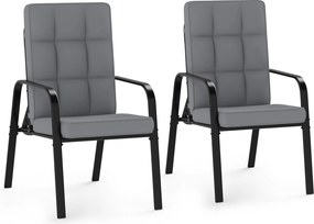 Conjunto de 2 Cadeiras de Jardim Reclináveis, Encosto Ajustável em 5 Posições, Preto + Cinzento