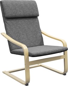 HOMCOM Poltrona de sala, poltrona para quarto com apoios de braço curvados, almofada, tecido com aparência de linho, 65 x 79 x 98 cm, cinza | Aosom Portugal