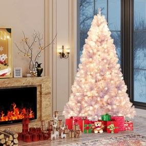 Árvore de Natal pré-iluminada de 225 cm Árvore de Natal artificial com 1300 pontas de ramos 550 luzes LED brancas quentes 8 modos Púrpura