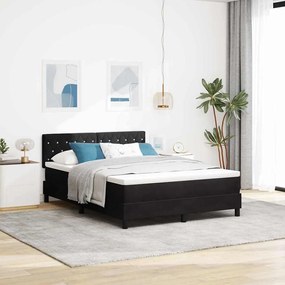 Cama Box com Colchão vidaXL Preto 140x190 cm Veludo