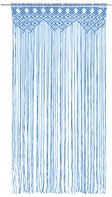 Cortina em macramé 140x240 cm algodão azul