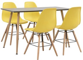 vidaXL 5 pcs conjunto de jantar plástico amarelo