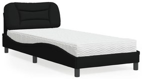 Cama com colchão 90x200 cm tecido preto