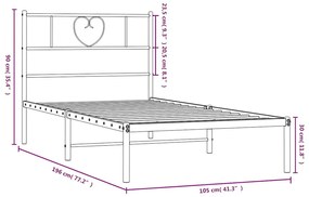 Estrutura de cama com cabeceira 100x190 cm metal branco