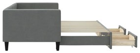 Sofá-cama c/ gavetão e gavetas 80x200 cm tecido cinzento-escuro