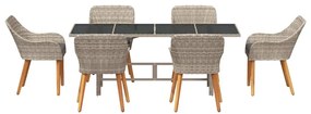 Conjunto de Jantar para Exterior 7 pcs Cinzento-claro