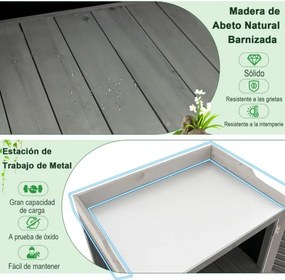 Abrigo de jardim de madeira Armário de arrumação exterior de madeira 2 Estantes Porta à prova de água Abrigo de ferramentas 67 x 47 x 100 cm Cinzento
