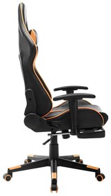 Cadeira gaming c/ apoio de pés couro artificial preto/laranja