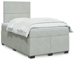 Cama boxspring com colchão 120x190 cm veludo cinzento-claro