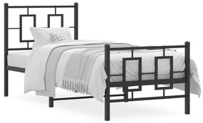 Estrutura de cama com cabeceira e pés 80x200 cm metal preto