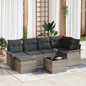 vidaXL Conjunto de Sofá de 6 Peças com Almofadas Preto Polyrattan