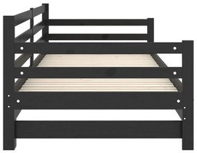 Estrutura sofá-cama de puxar 2x(90x200) cm pinho maciço preto