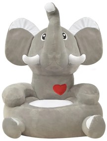 Cadeira em pelúcia infantil, elefante, cinzento
