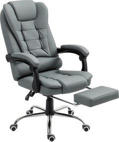 Cadeira de escritório, cadeira de executivo, grande conforto, encosto reclinável, rodas de PU, 64,5 x 69 x 117 cm, cinzenta