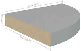Prateleiras de canto suspensas 2 pcs 25x25x3,8cm MDF cinza