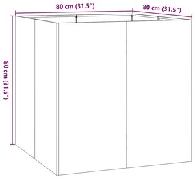Vaso floreira 80x80x80 cm aço verde azeitona