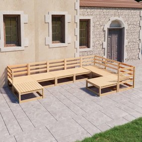 vidaXL 9 pcs conjunto lounge de jardim pinho maciço