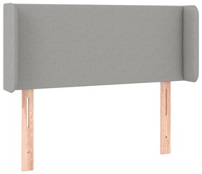 Cabeceira de cama c/ luzes LED tecido 93x16x78/88cm cinza-claro