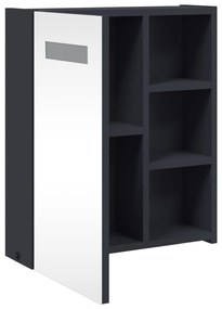 Armário espelhado casa de banho c/ LEDs 45x13x52 cm cinzento