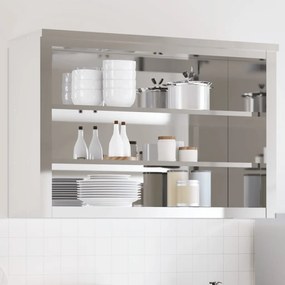 vidaXL Armário de parede para cozinha com prateleiras aço inoxidável