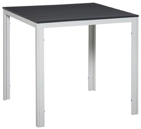 Outsunny Mesa de jardim quadrada com estrutura de metal Mesa de jantar ao ar livre Mesa lateral máx. 50 kg 78x78x74 cm Branco Cinza Escuro