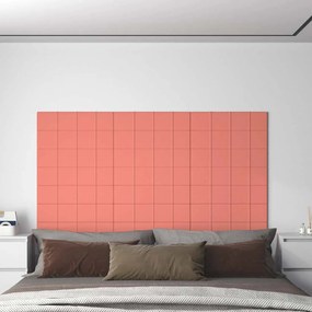 vidaXL Painel de parede 12 pcs 60x15 cm veludo 1,08 m² rosa