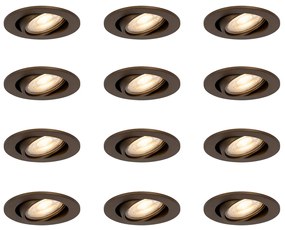 Conjunto de 12 Focos Embutidos Modernos Bronze Escuro Inclináveis - Cisco