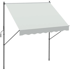 Outsunny Toldo Manual Retrátil Ajustável 200x170x200-290 cm com Manivela Proteção Solar UV40+ para Varanda Jardim Creme | Aosom Portugal